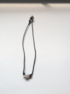 CapeCod Choker Black Cord Pearl Necklace - Freshwater Pearl Accent